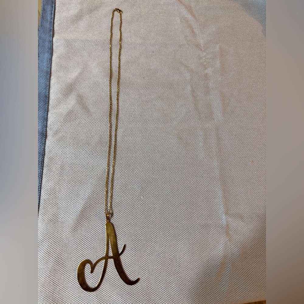 Gold Script Initial A Pendant Necklace - image 3